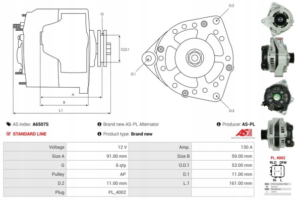 AS-PL A6507S Генератор змінного струму для різних моделей