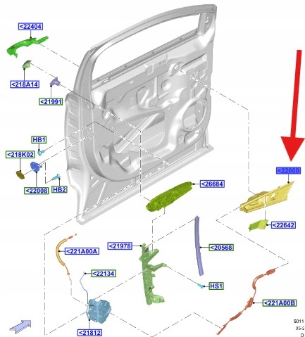 Ford OE HT4B-R22600-BBSMA4 FT4Z5822600BG ВНУТРІШНЯ РУЧКА ПЕРЕДНІХ ПРАВИХ ДВЕРЕЙ EDGE 2016-2024 OE 2175365 _ HT4B-R22600-BBSMA4