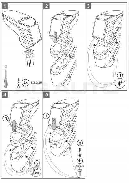 Rati V00264 Armster2-Black підлокітник для Peugeot 207, 2006-2012