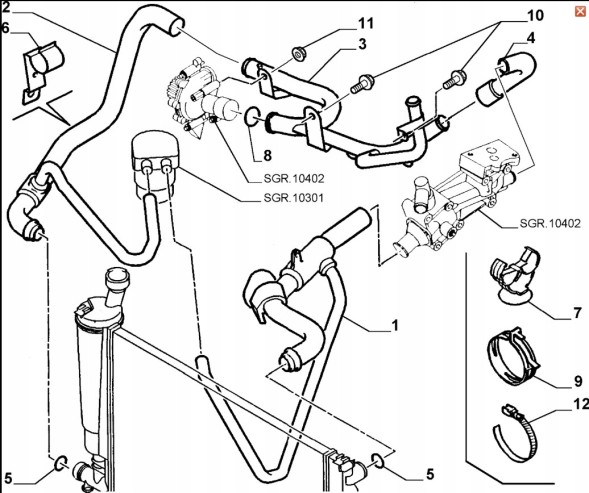 Fiat OE 1492069080 Патрубок системи охолодження (водяний), FIAT OE, FIAT SCUDO, з ASO FIAT Вроцлав