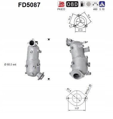 Китай FD5087 ФІЛЬТР ТВЕРДИХ ЧАСТИНОК DPF ДЛЯ TOYOTA RAV 4 III 2.2