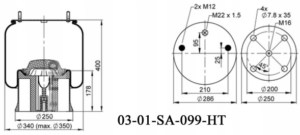 HT 03-01-SA-099-HT ПОДУШКА ПІДВІСКИ САФ 2924В 2923ВК