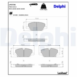 LP3736 DELPHI Комплект гальмівних колодок з 4 шт дисків