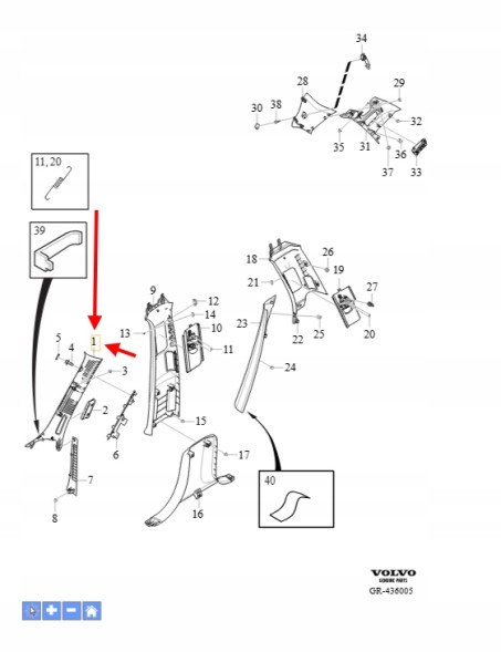Volvo OE НАКЛАДКА ЛІВОЇ СТІЙКИ A ЛОБОВОГО СКЛА VOLVO XC90 2016- OEM/OE 32244288
