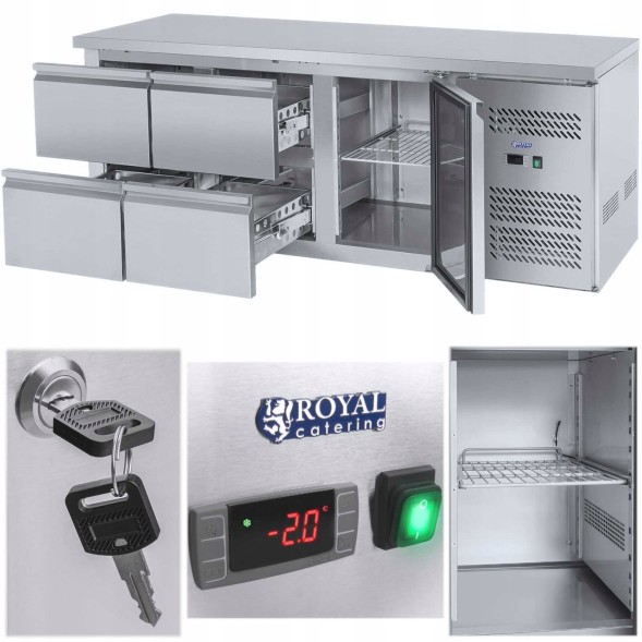 Китай WEW-SC-HP-1008983 Холодильний стіл Royal Catering 179см -2 до 10°C Сталева стільниця 4 шухляди