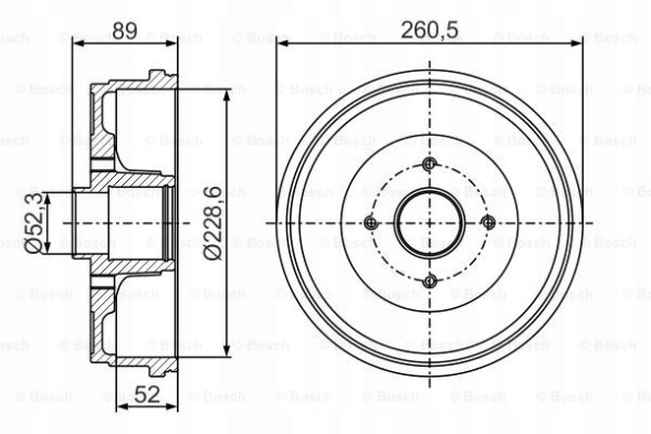 Bosch 0 986 477 288 Bosch гальмівний барабан dacia задній logan 1,4-1,6 07- з підшипником