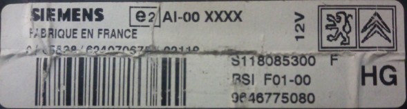 Groupe PSA BSI S118085300F 9646775080 CZYSTE przygotowany przez SDK BSI Citroen Peugeot S118085300F 9646775080 Чистий
