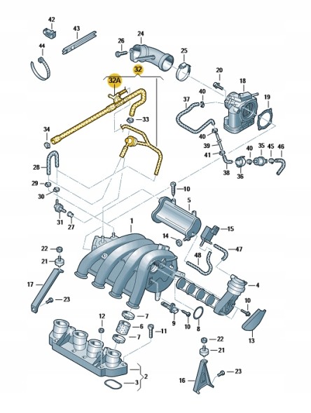 Audi OE 06B133751AT Вакуумна трубка з насосом 06b133751at vw/audi нова oe