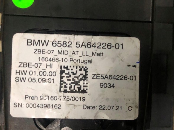 BMW OE 5A64226 BMW X3 G01 X3M F97 X4 G02 X4M F98 LCI ( CATPOL 15410 ) ПАНЕЛЬ УПРАВЛІННЯ BMW 1 F40 IDRIVE 5A64226