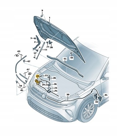 Volkswagen OE VW PASSAT B9 23- ZAMEK RYGIEL MASKI 3J0823509A - RTEKO LUK426 VW PASSAT B9 23- ЗАМОК КАПОТА 3J0823509A