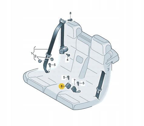 Volkswagen OE 1S0857740AQVZ Замок правого заднього ременя безпеки за пасажиром VW Up! Skoda Citigo Seat Mii
