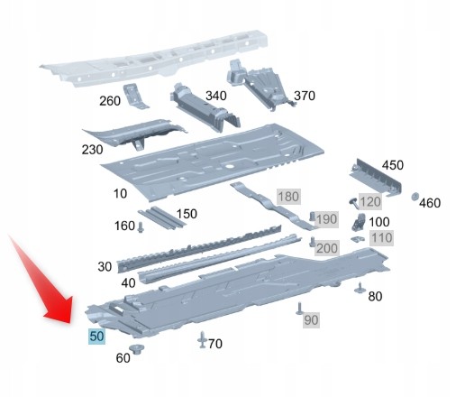 Mercedes-Benz OE MERCEDES GLA 200 II H247 Щиток шасі правий A2476802803