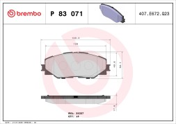 P83071 BREMBO Комплект гальмівних колодок з 4 шт дисків