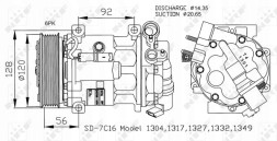 NRF 32239 Nrf компресор кондиціонера citroen sd7c16 c5 1.6 hdi / peugeot 407 1.6 hdi