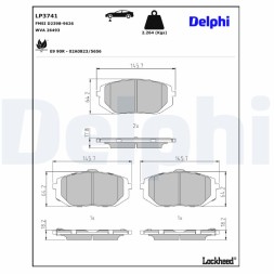 LP3741 DELPHI Комплект гальмівних колодок з 4 шт дисків