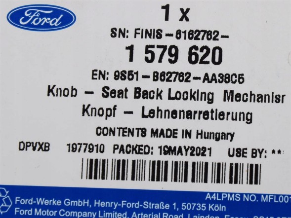 Ford OE 9S51-B62762-AA38C5 Ручка складання сидіння права ford ka mk2 _ 1579620 _ 9s51-b62762-aa38c5