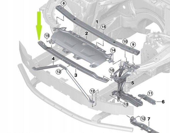 Китай BMV51649464024 A БАЛКА ВЕРХНЯ ПАСА ПІДТРИМКА ПЕРЕДНЯ BMW 5 G60 7 G70 51649464024
