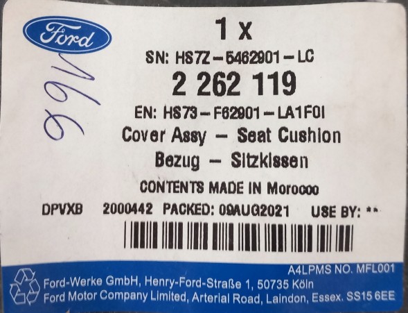 Ford OE HS73-F62901-LA1F0I Накидка на подушку сидіння - Ford Mondeo Mk5