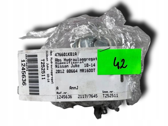 Nissan OE D752 NISSAN JUKE F15 1.5 DCI ГАЛЬМІВНИЙ НАСОС ABS 476601KD2A TD8405 !J