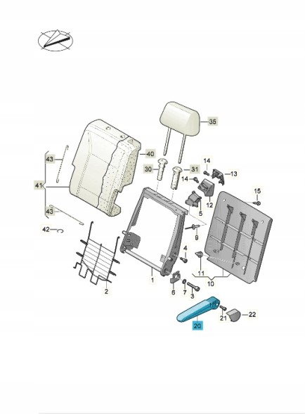 Volkswagen OE 7E5883082ALOTF Підлокітник, штучна шкіра, чорний титан ASO VW