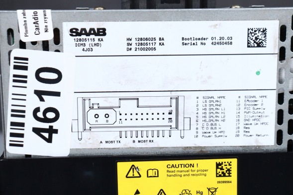 Saab OE Icm3 Радіо з навігацією SAAB 9-3 II 93 oe 02-07. europa 12805115 оперативний