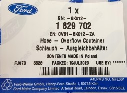 Ford OE 1765638 Шланг системи охолодження 1.0 ecoboost c-max focus 3_ 1829702 _ cv61-8k012-za