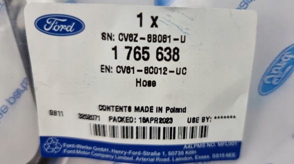 Ford OE 1765638 Шланг системи охолодження 1.0 ecoboost c-max focus 3_ 1829702 _ cv61-8k012-za