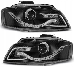 Depo LPAU54 Фари лампи l+r компл. Лінза світлодіоди led чорні audi a3 8p 2003-2008