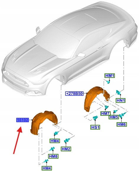 Ford OE НАДКОЛЕСО ЛІВЕ ПЕРЕДНЄ FORD MUSTANG 2015- 2017 OE 5325395 _ FR3B-16A563-CC