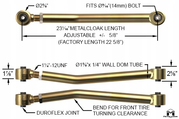 Китай 7001 Нижні передні маятники Wrangler JK JKU Metalcloak 0-6"