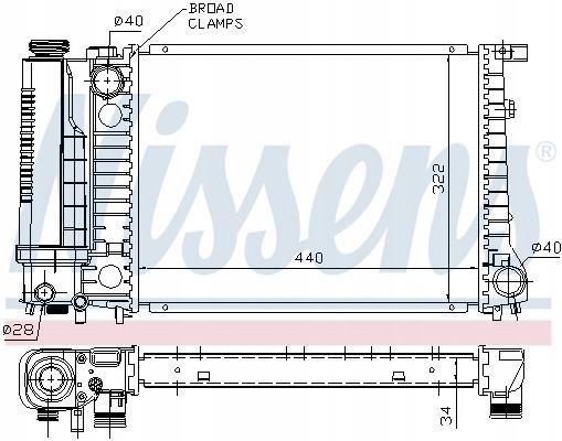 Nissens 60735A Охолоджувач bmw 3 e30 87-/e36 90- 316-328i man kl-