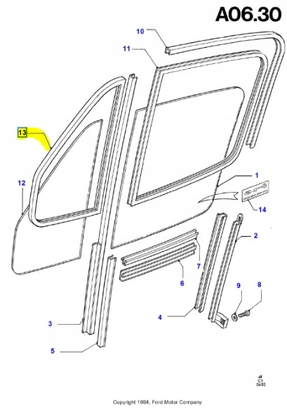Ford OE Ущільнювач скла передній лівий Ford Transit OE 6181544