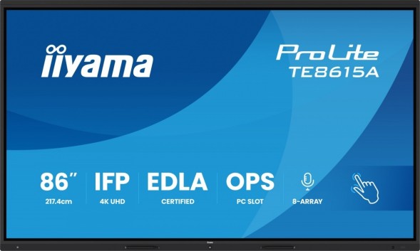 Китай WEW-SC-AB-ULIIY086I15B1AG Монітор IIYAMA 86" TE8615A-B1AG 4K IPS Wi-Fi 550 кд/м² HDMI DeepContrast-IR+