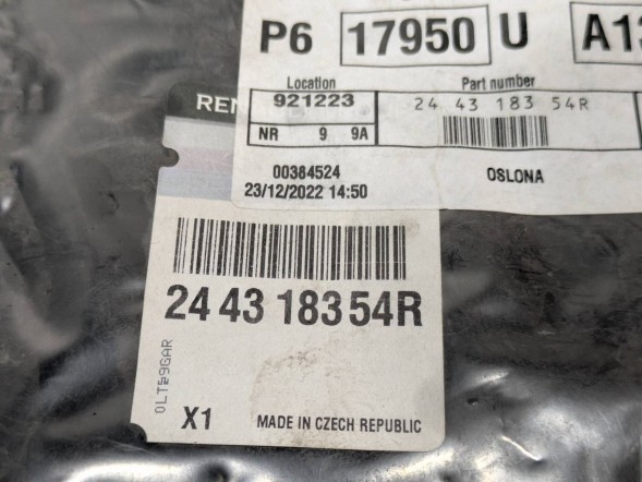 Renault OE Тепловий захист акумулятора Renault Captur 244318354R