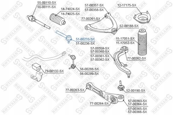 Stellox 51-00233-SX Ліва рульова частина для Nissan 350 Z