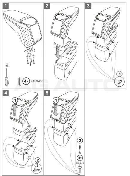 Rati V00275 Підлокітник ARM2-Black для Opel Agila, 2008-2014; Suzuki Splash, 2007-2014 рр