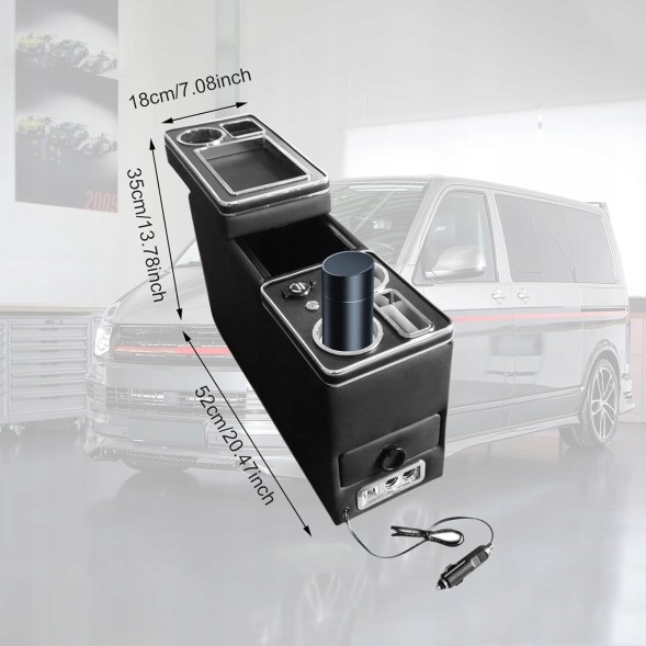 PA Mittelkonsole mit Ablagen Staufach Центральна консоль підлокітник T4 T5 T6 T7 USB LED шкіра