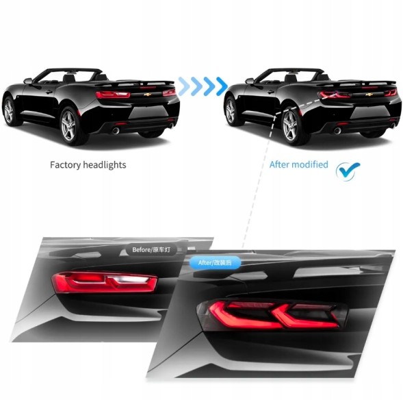 VLAND YAB-CMR-0278B EU 5 PIN ЛАМПА ЗАДНЯ СВІТЛОДІОДНА КОМПЛЕКТАЦІЯ VLAND RED EUROPA 5PIN CHEVROLET CAMARO 2016-18