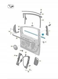 Volkswagen OE 7N0837477D5AP ущільнювач скла чорний ASO VW SEAT