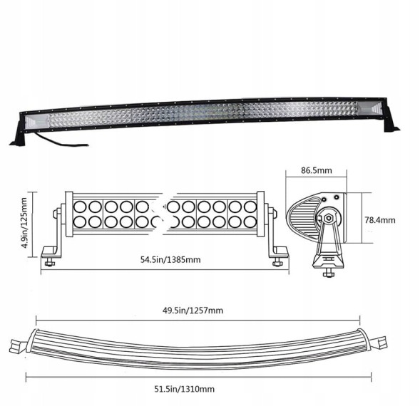 Azaris Mocna Lampa LED Robocza 1200W CREE 12-24 В Дальнього світла Авто Квадроцикл SUV