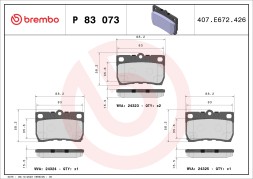 P83073 BREMBO Комплект гальмівних колодок з 4 шт дисків