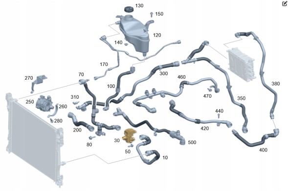 Mercedes-Benz OE A0005062300 КЛАПАН КОМУТАЦІЇ НИЗЬКОТЕМПЕРАТУРНОЇ СХЕМИ MERCEDES EQE EQS OE A000506