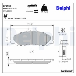LP1555 DELPHI Комплект гальмівних колодок з 4 шт дисків