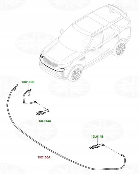 Land Rover заводська комплектація LR083131 Довгий трос омивача фар discovery 5 l462 lr083131