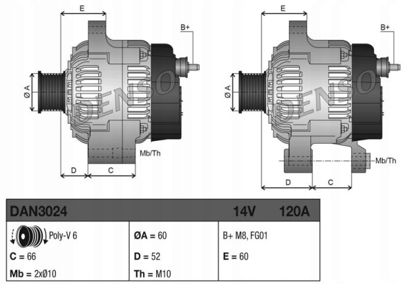 Denso DAN3024 Генератор дан3024 denso