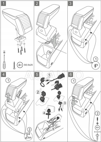 Rati C05474A Підлокітник RATI Стандарт тканина, Ford Focus III, 2015-2018, AUX+USB