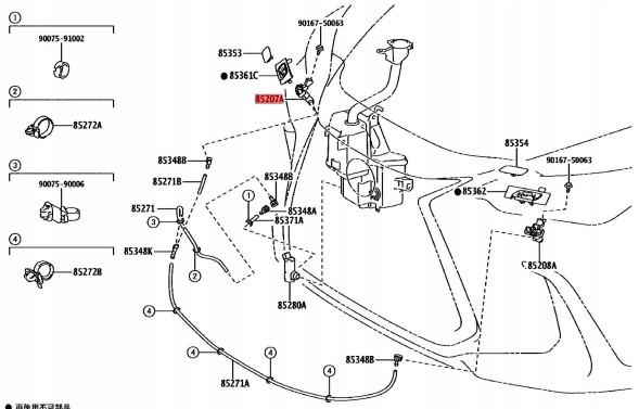 Lexus OE 85207-78050 722Y8-R Lexus NX II омивач фари передньої правої 21-