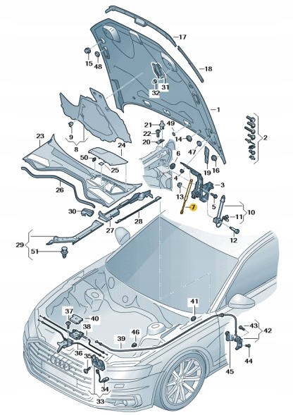 Audi OE 4N0823359B ГАЗОВИЙ ПРИВОД ПЕРЕДНЬОГО КАПОТА ДВИГУНА AUDI A8 D5 ДИЛЕРСЬКИЙ ОРИГІНАЛ