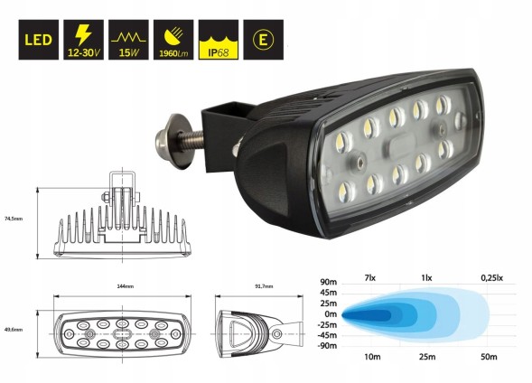 Strands ST-LI-0138-001 Робоча LED лампа галогенний прожектор STRANDS 1862лм 15Вт