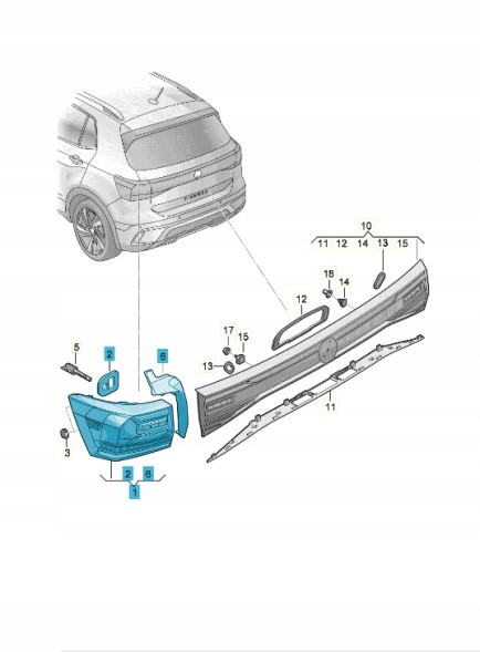 Volkswagen OE 2GM945208 Задня права LED фара ASO VW